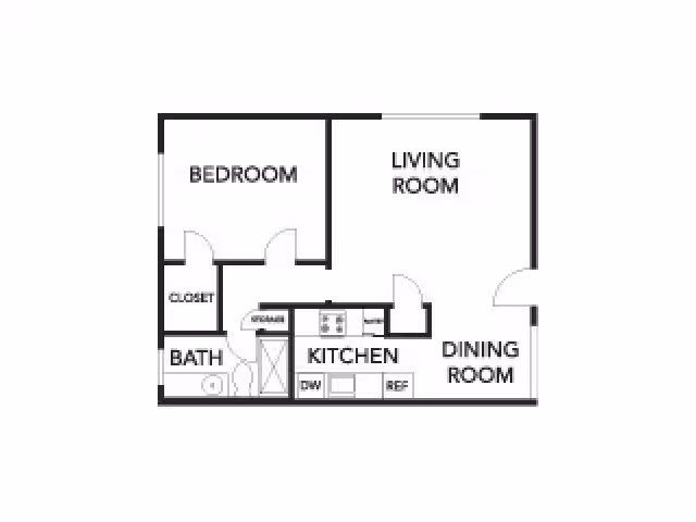 One Bed One Bath - A 101 101 floor plan